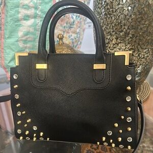 Rebecca Minkoff Elegant leather Black and Gold Studded Handbag